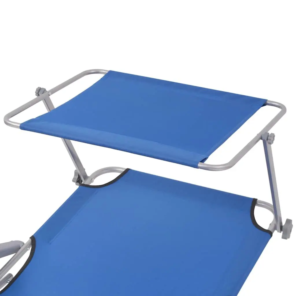 Blue Sun Lounger with Adjustable Canopy for Relaxation