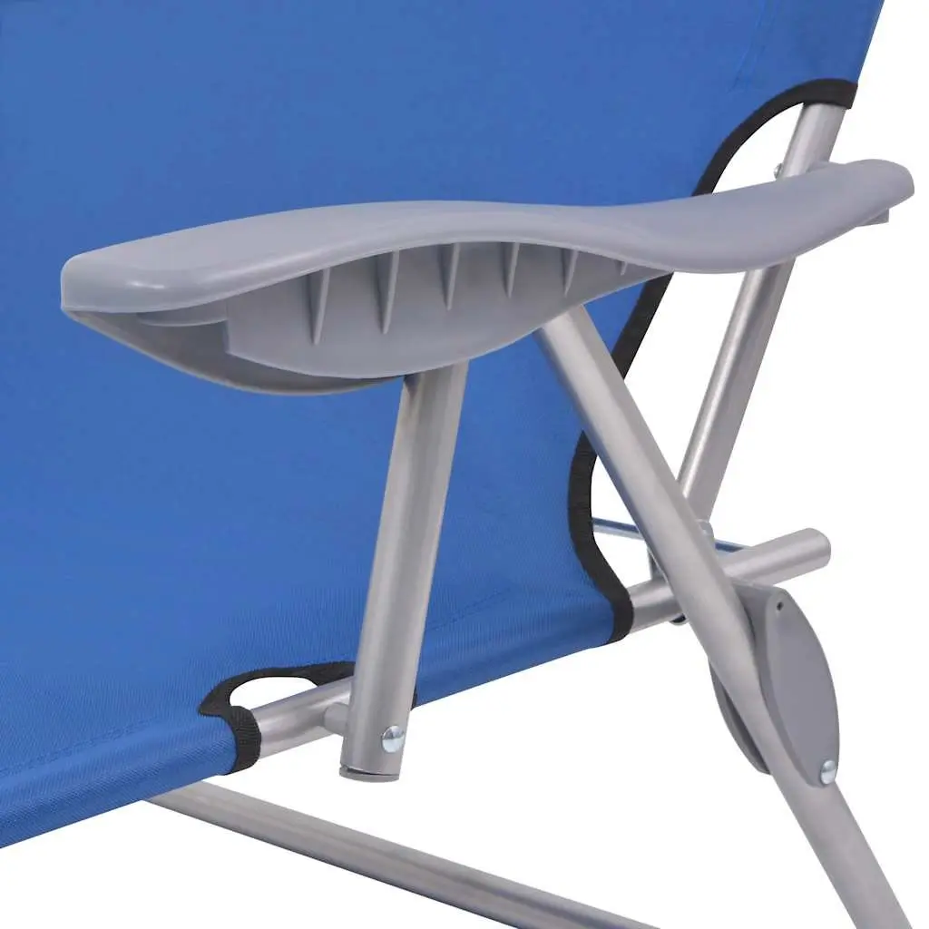 Blue Sun Lounger with Adjustable Canopy for Relaxation