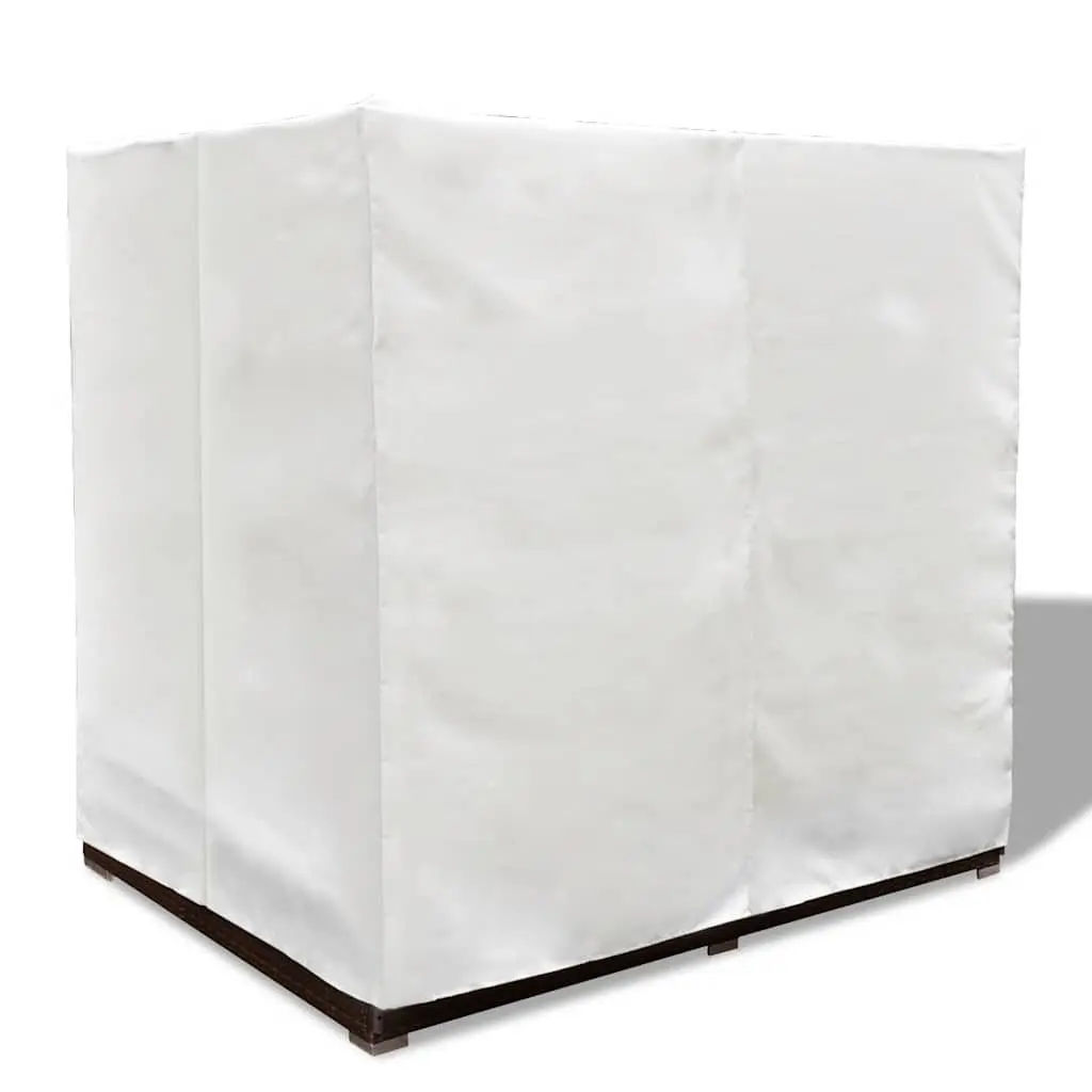 Outdoor Lounge Bed PE Rattan Brown for 2 People with Curtains