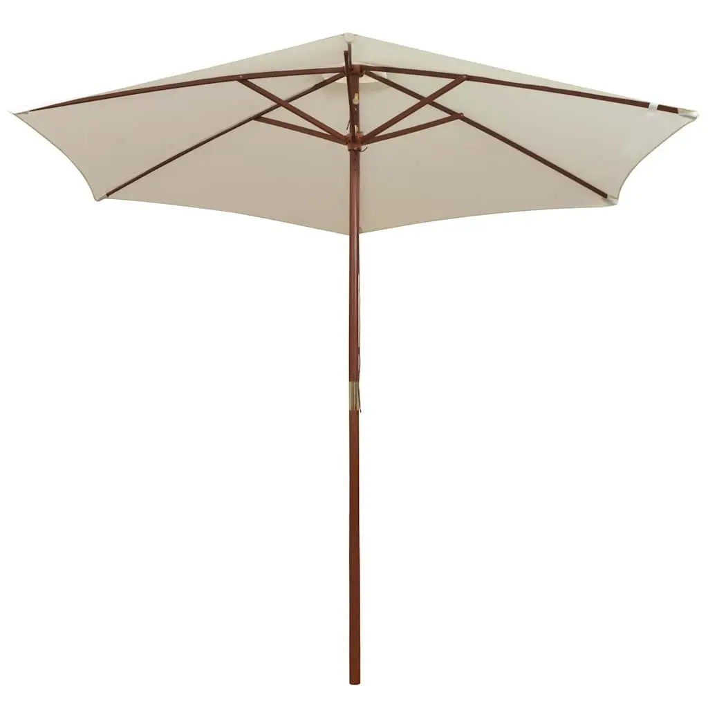 Garden Parasol Wooden Pole 270x270 cm White Outdoor Shade Sun Protection