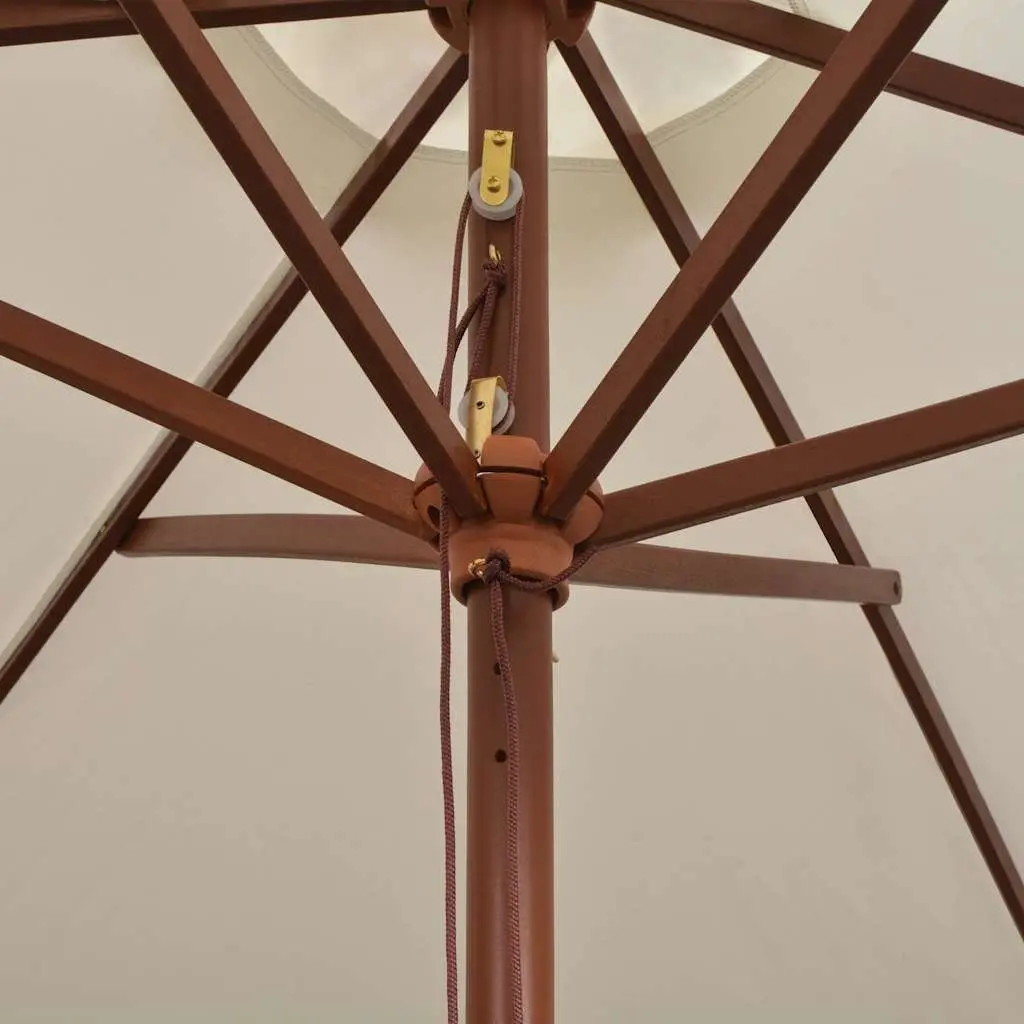 Garden Parasol Wooden Pole 270x270 cm White Outdoor Shade Sun Protection