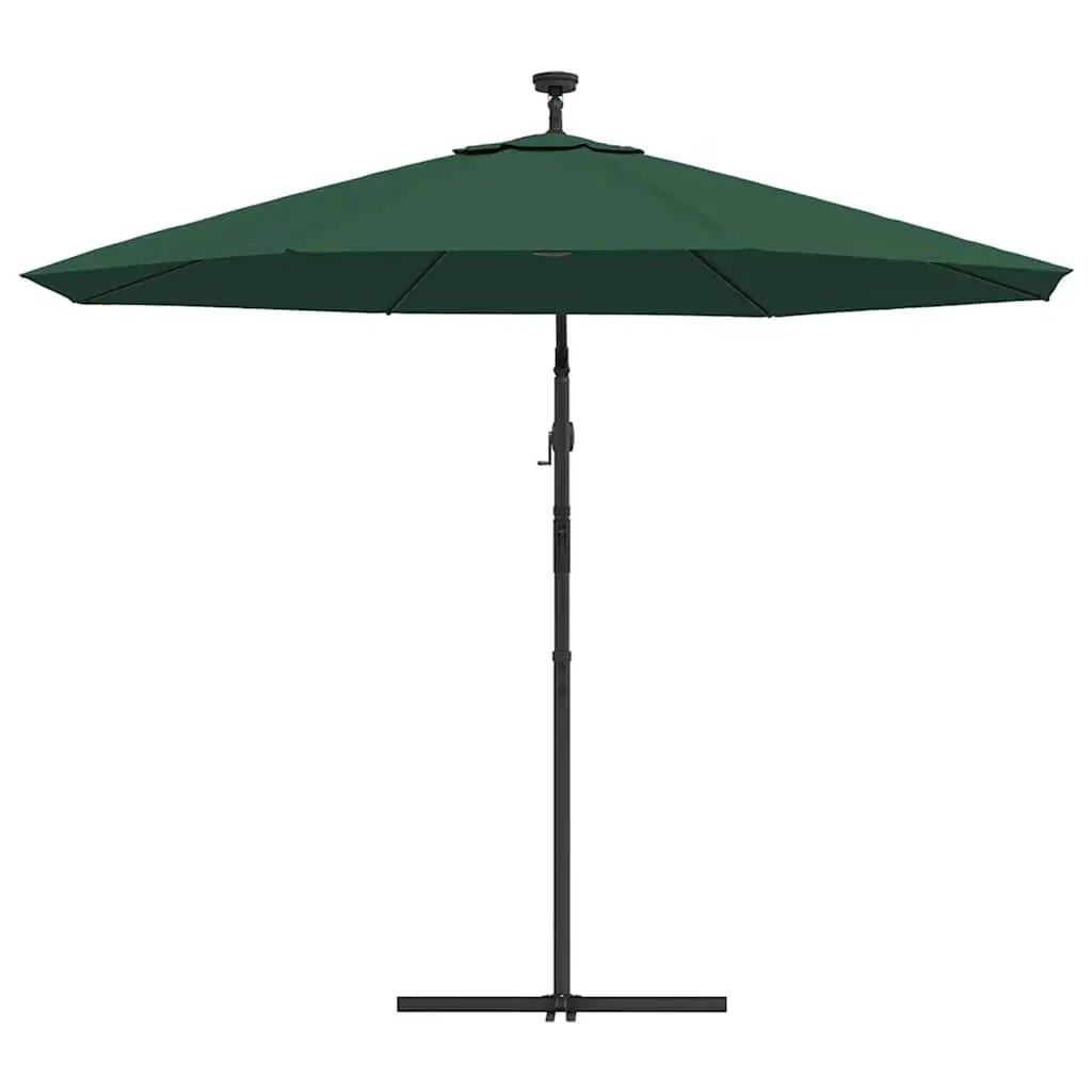 Hanging Garden Parasol UV Resistant Polyester 300 cm Green with LED Lighting