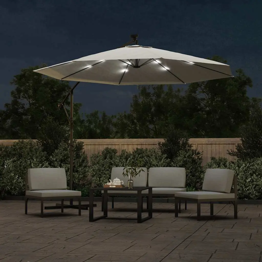 300cm Outdoor Parasol with Solar-Powered LEDs