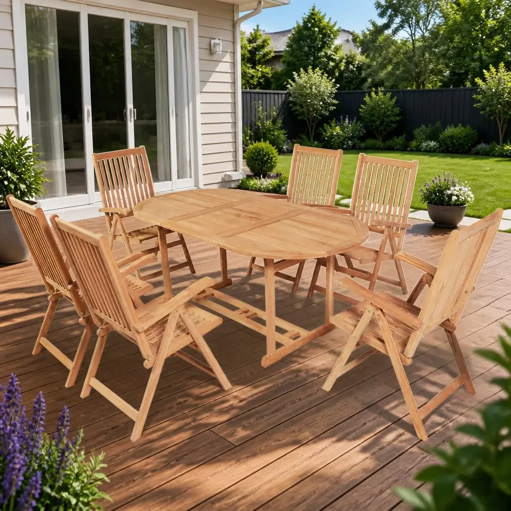 7-Piece Outdoor Dining Set with Folding Chairs