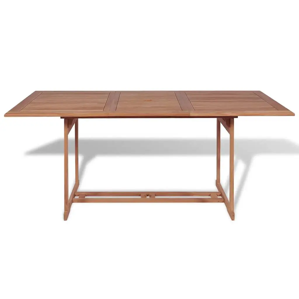 Teak Wood Outdoor Dining Table 180x90x75cm Brown Patio Garden Furniture with Parasol Hole