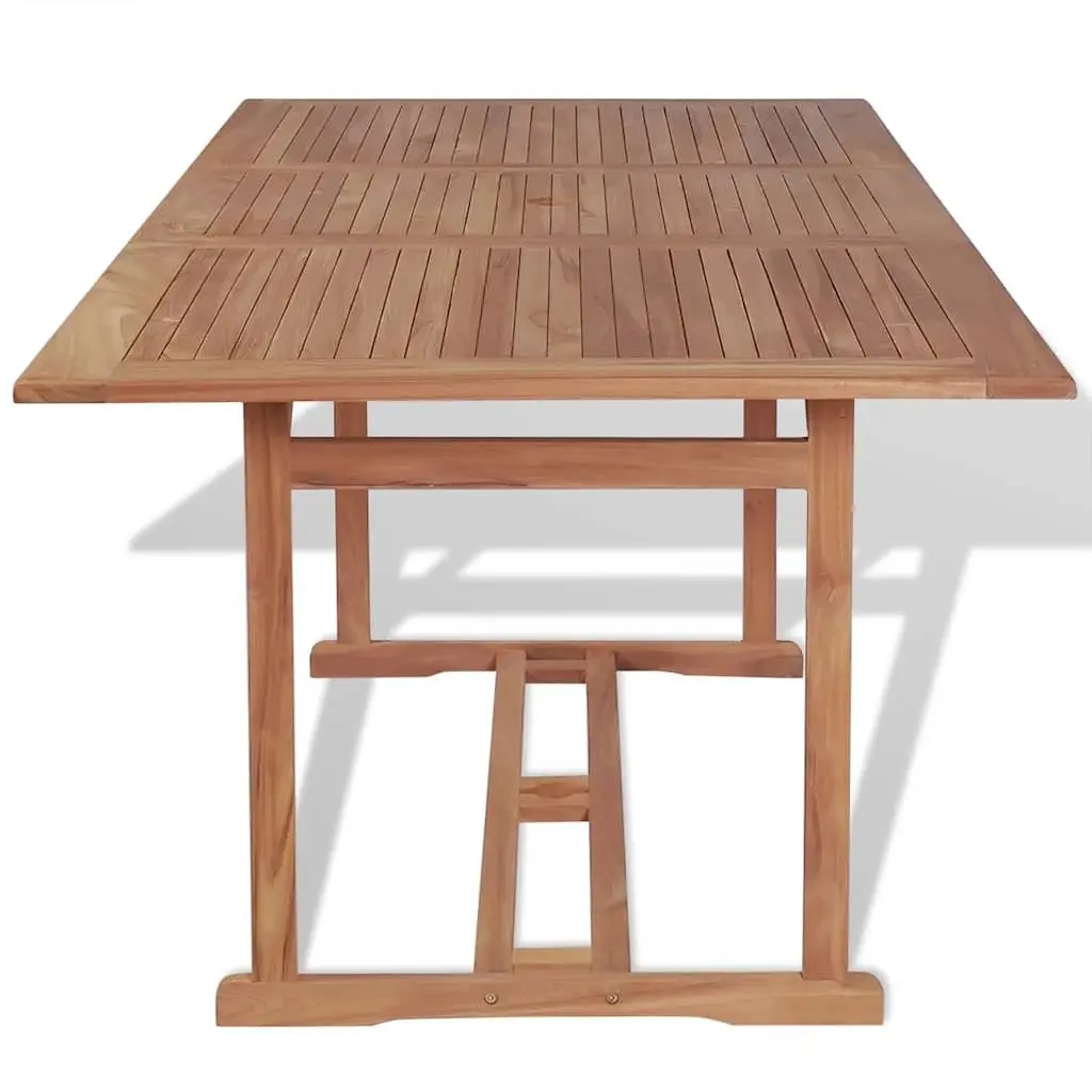 Teak Wood Outdoor Dining Table 180x90x75cm Brown Patio Garden Furniture with Parasol Hole