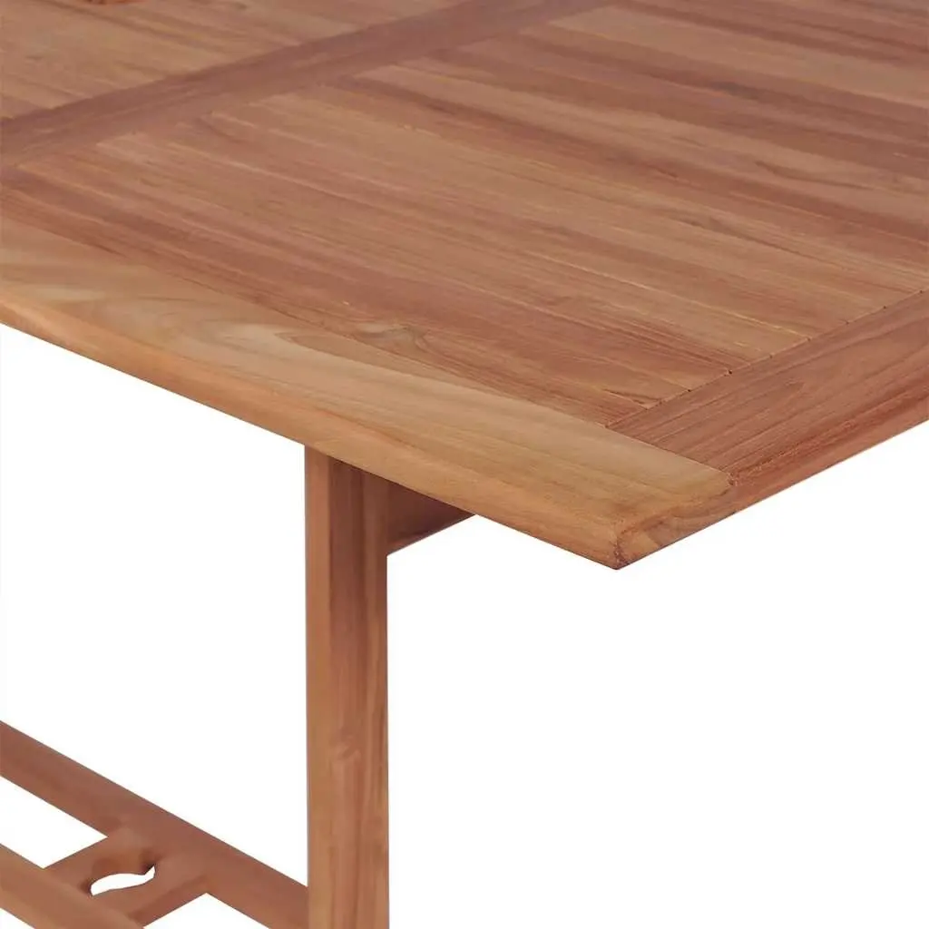 Teak Wood Outdoor Dining Table 180x90x75cm Brown Patio Garden Furniture with Parasol Hole