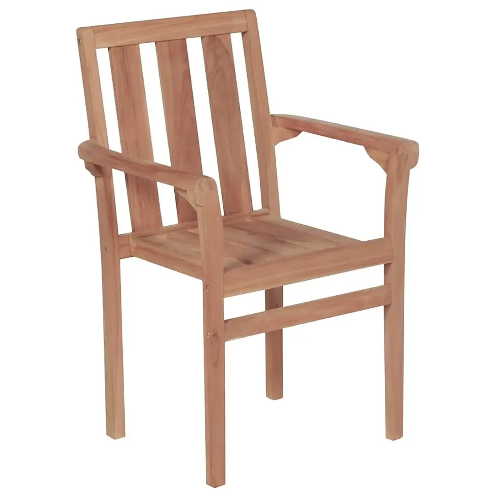 Stackable Outdoor Chairs Teak Hardwood 2 Piece Brown