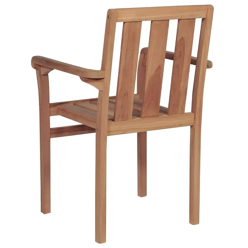 Stackable Outdoor Chairs Teak Hardwood 2 Piece Brown