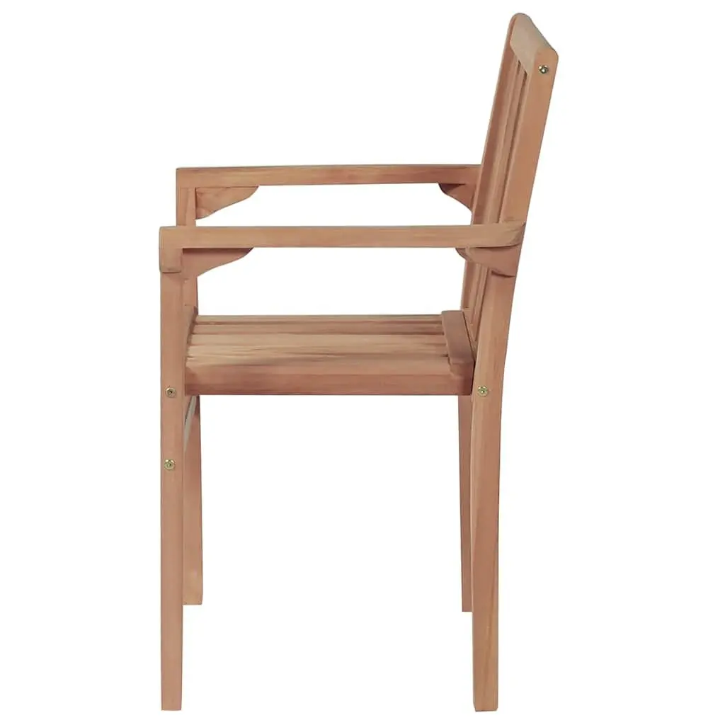 Stackable Outdoor Chairs Teak Hardwood 2 Piece Brown