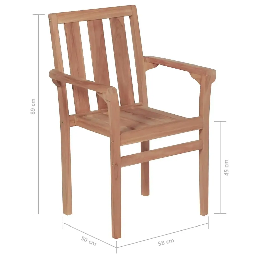 Stackable Outdoor Chairs Teak Hardwood 2 Piece Brown