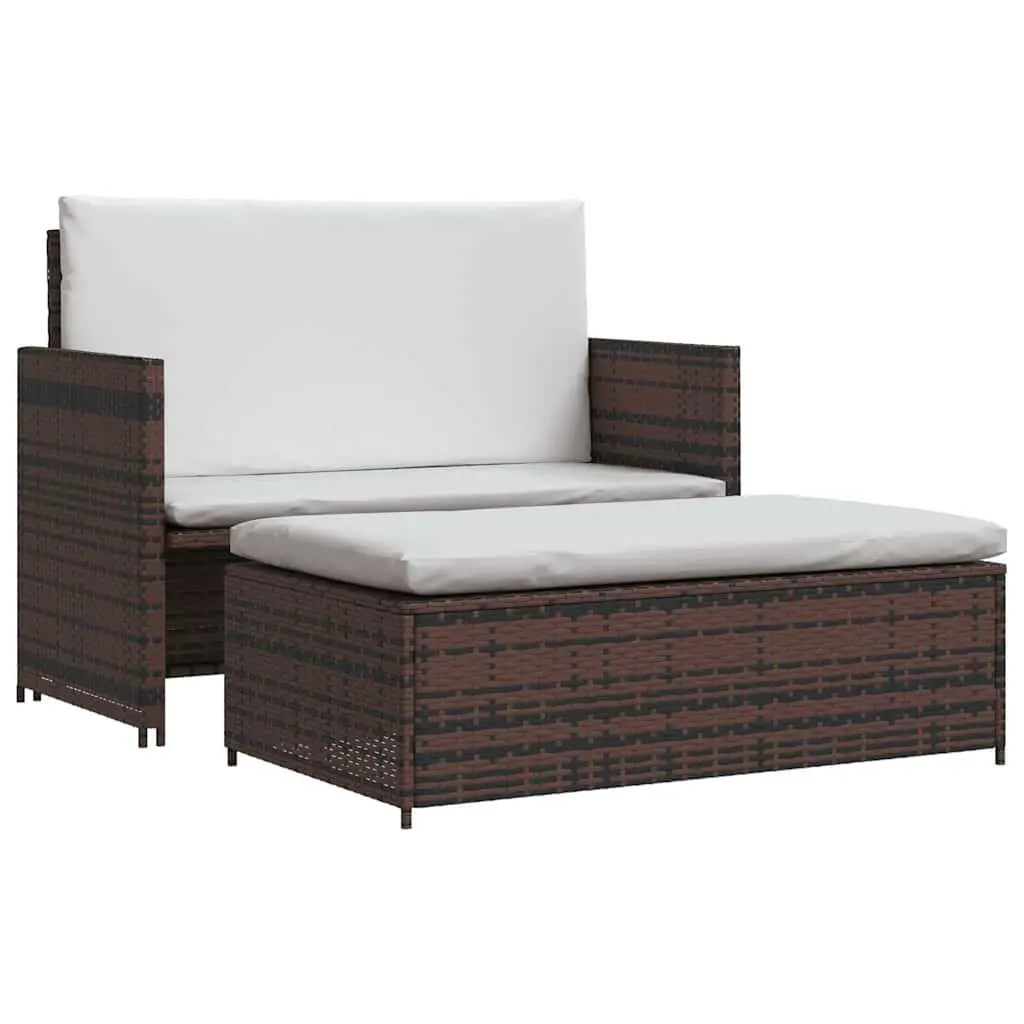 Outdoor Garden Sofa Set 2-Seater Rattan Lounge Patio Furniture Brown Modular