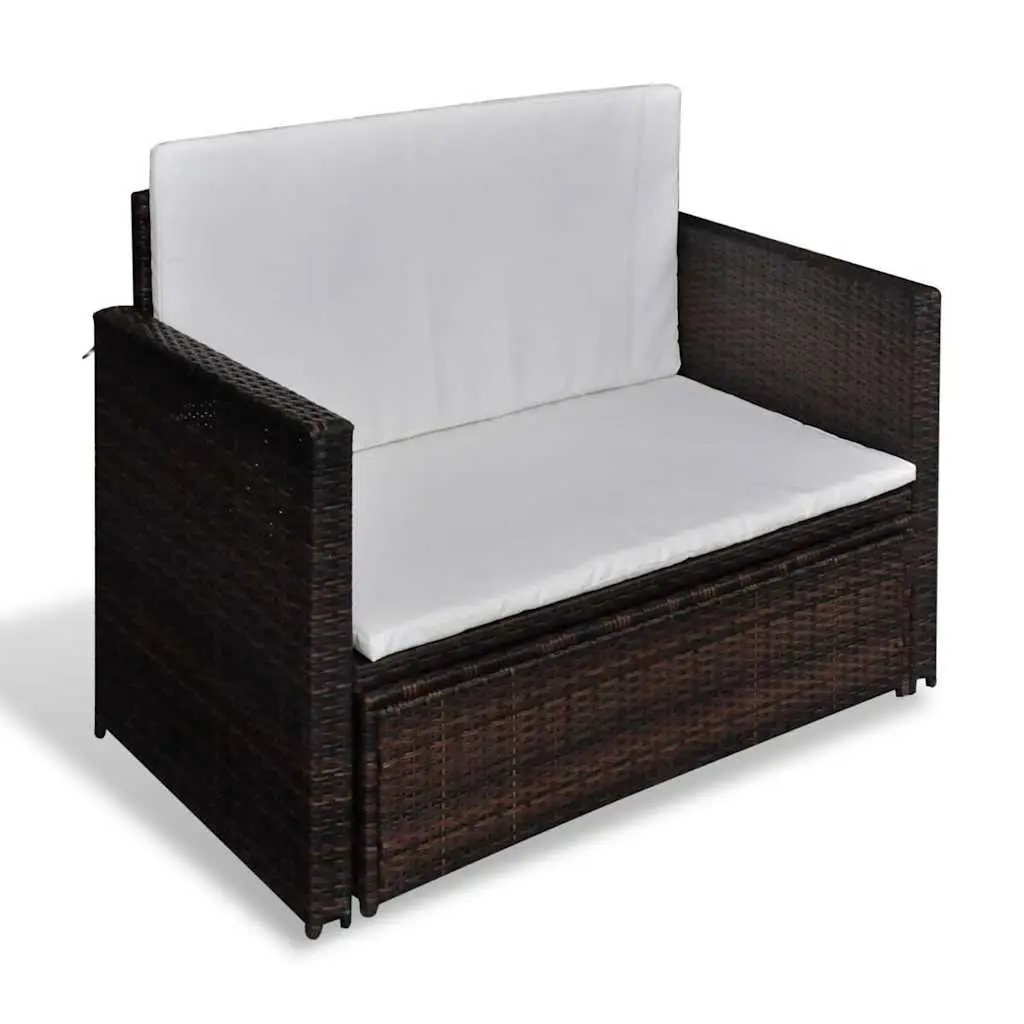 Outdoor Garden Sofa Set 2-Seater Rattan Lounge Patio Furniture Brown Modular