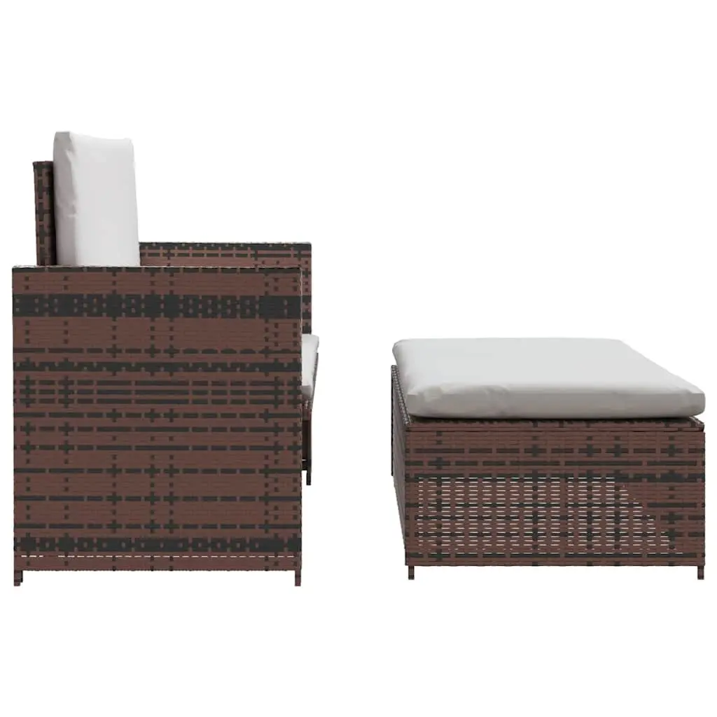 Outdoor Garden Sofa Set 2-Seater Rattan Lounge Patio Furniture Brown Modular
