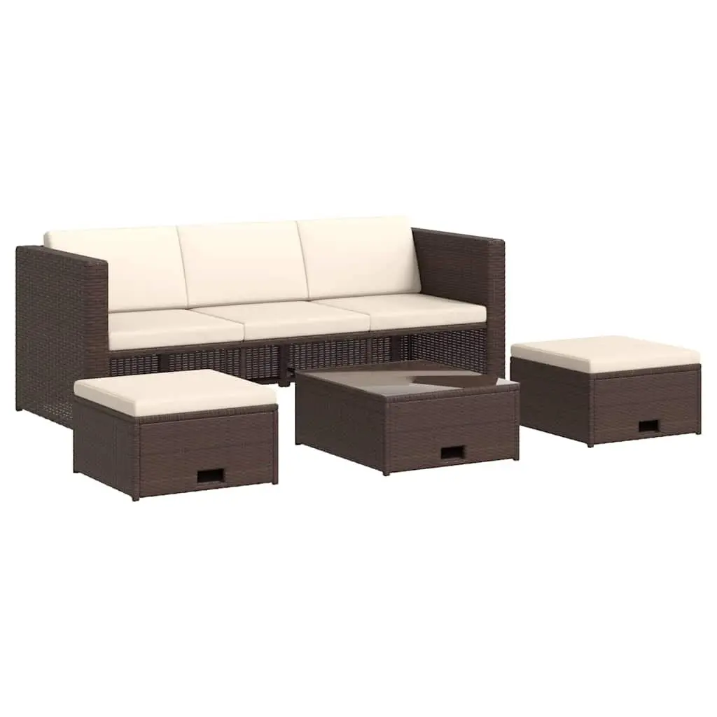 4 Piece Rattan Lounge Set for Outdoor Use