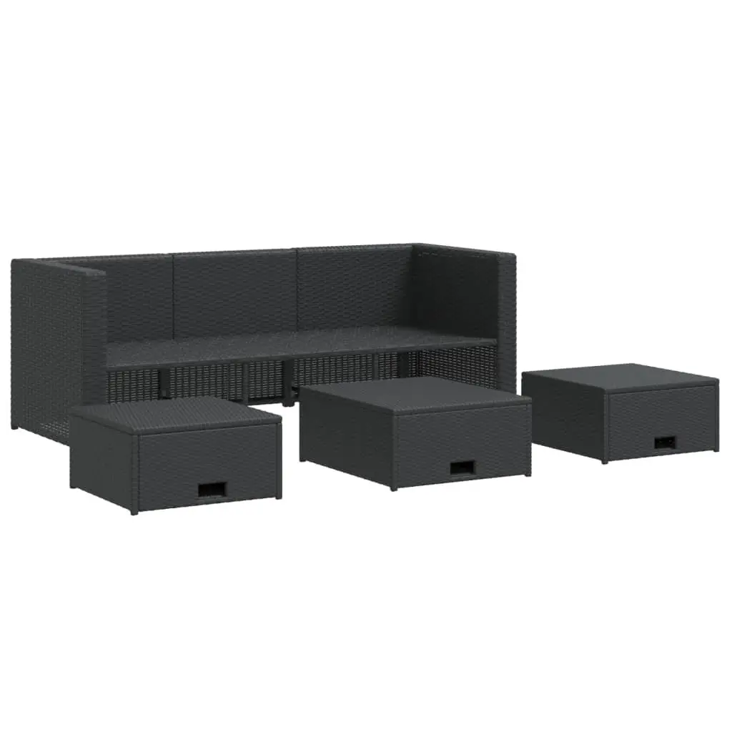 4 Piece Outdoor Furniture Rattan Sofa Set with Cushions Black
