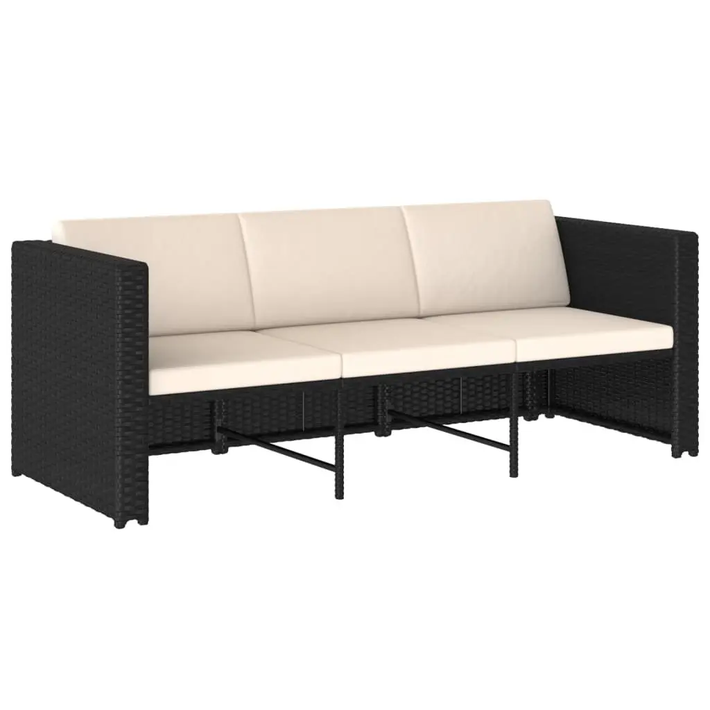 4 Piece Outdoor Furniture Rattan Sofa Set with Cushions Black