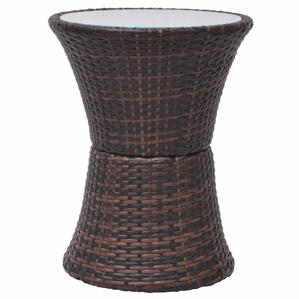 3 Piece Bistro Set Rattan Steel Frame Brown Outdoor Garden Patio Furniture with Cushions