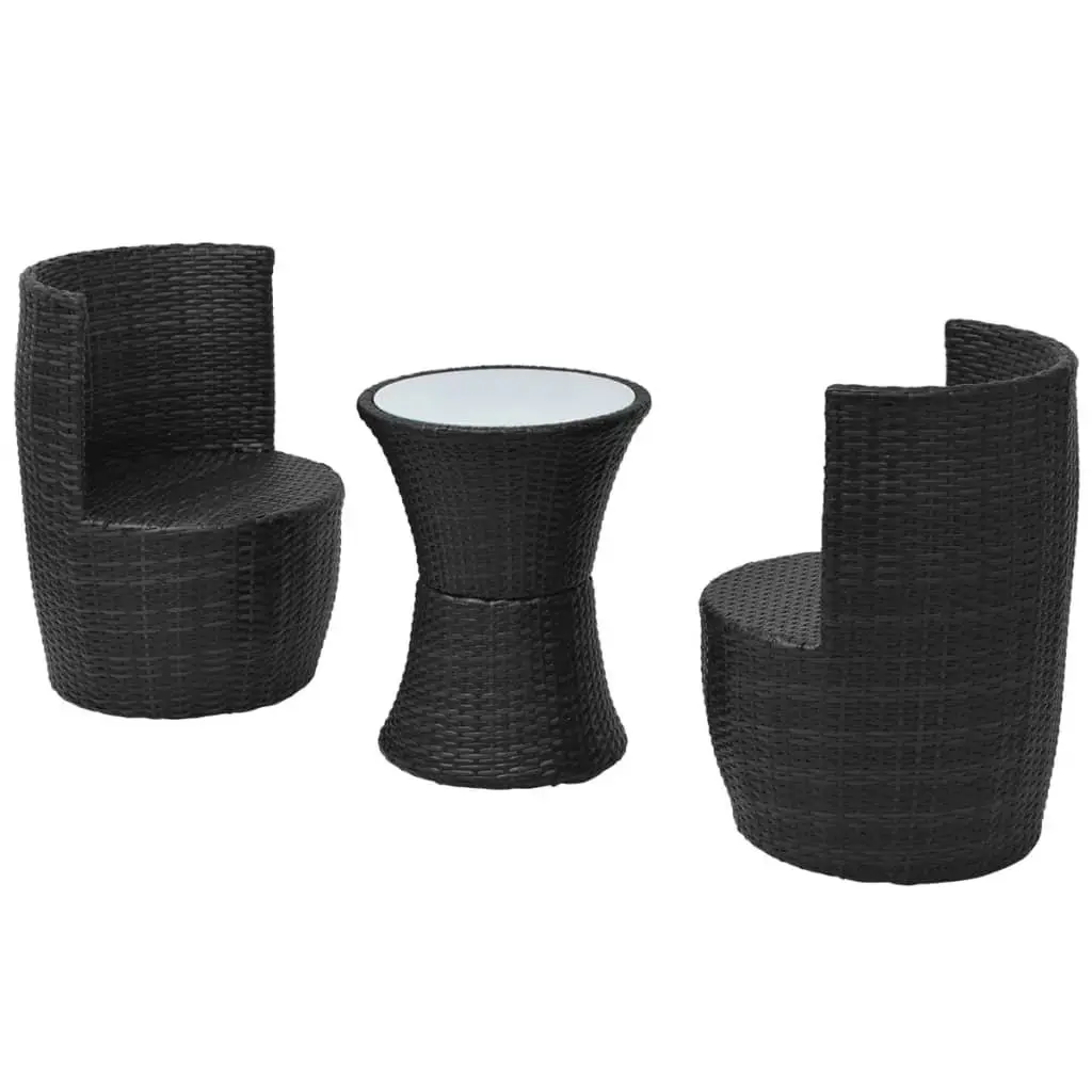 Outdoor Bistro Set 3 Piece Rattan Patio Furniture Garden Table Chairs Cushions
