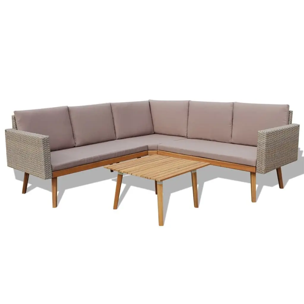 Garden Lounge Set PE Rattan Outdoor Furniture 4 Piece Grey