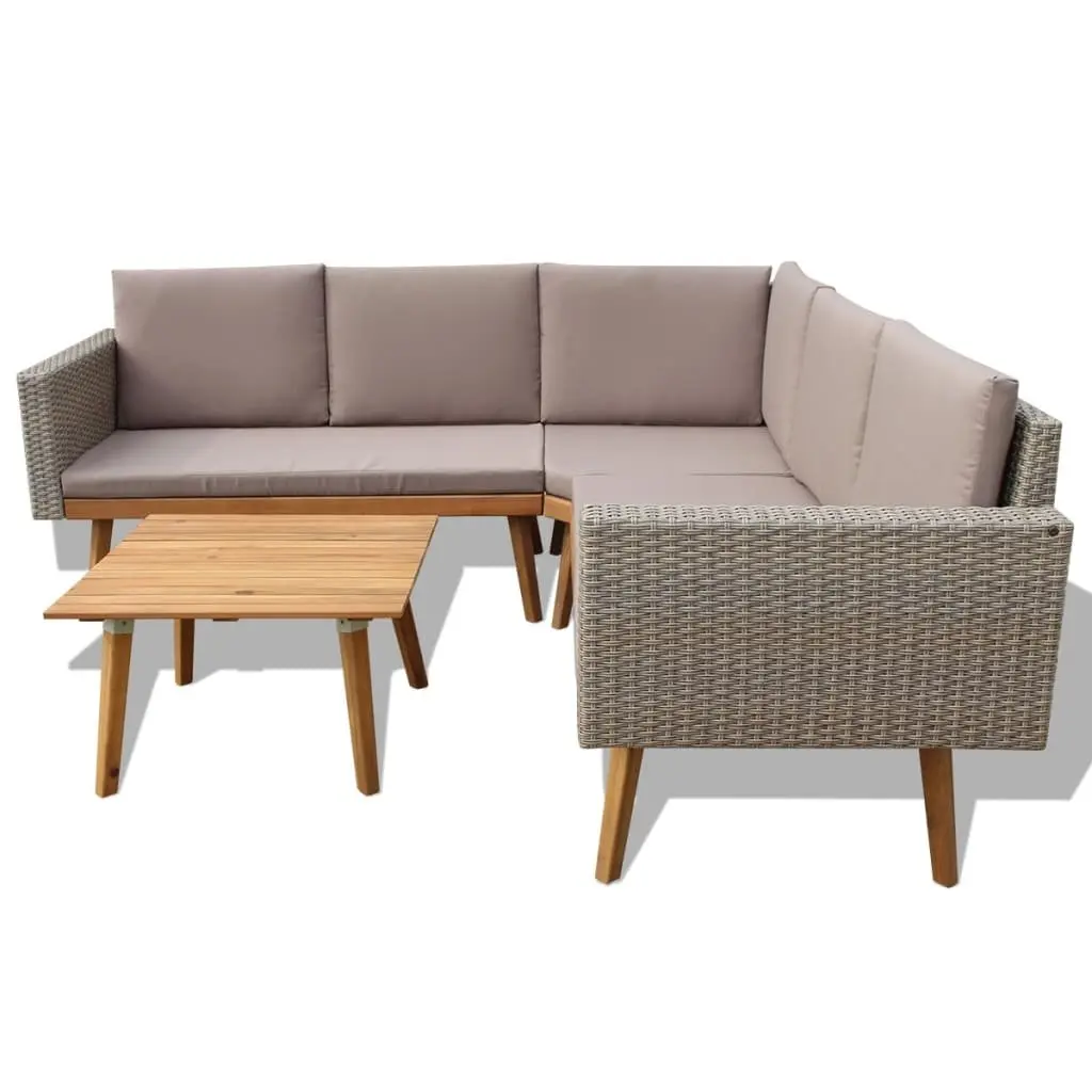 Garden Lounge Set PE Rattan Outdoor Furniture 4 Piece Grey