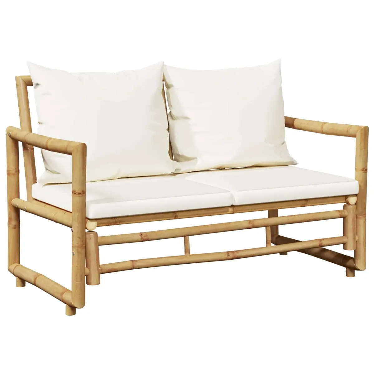 4 Piece Bamboo Garden Lounge Set Outdoor Furniture with Cushions Bench Chairs