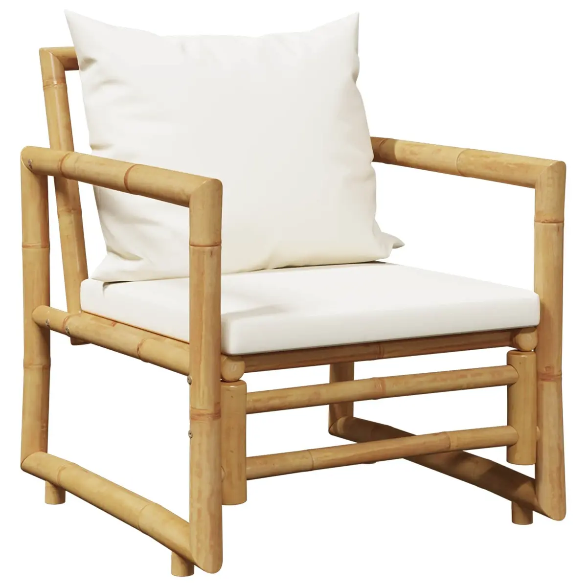4 Piece Bamboo Garden Lounge Set Outdoor Furniture with Cushions Bench Chairs