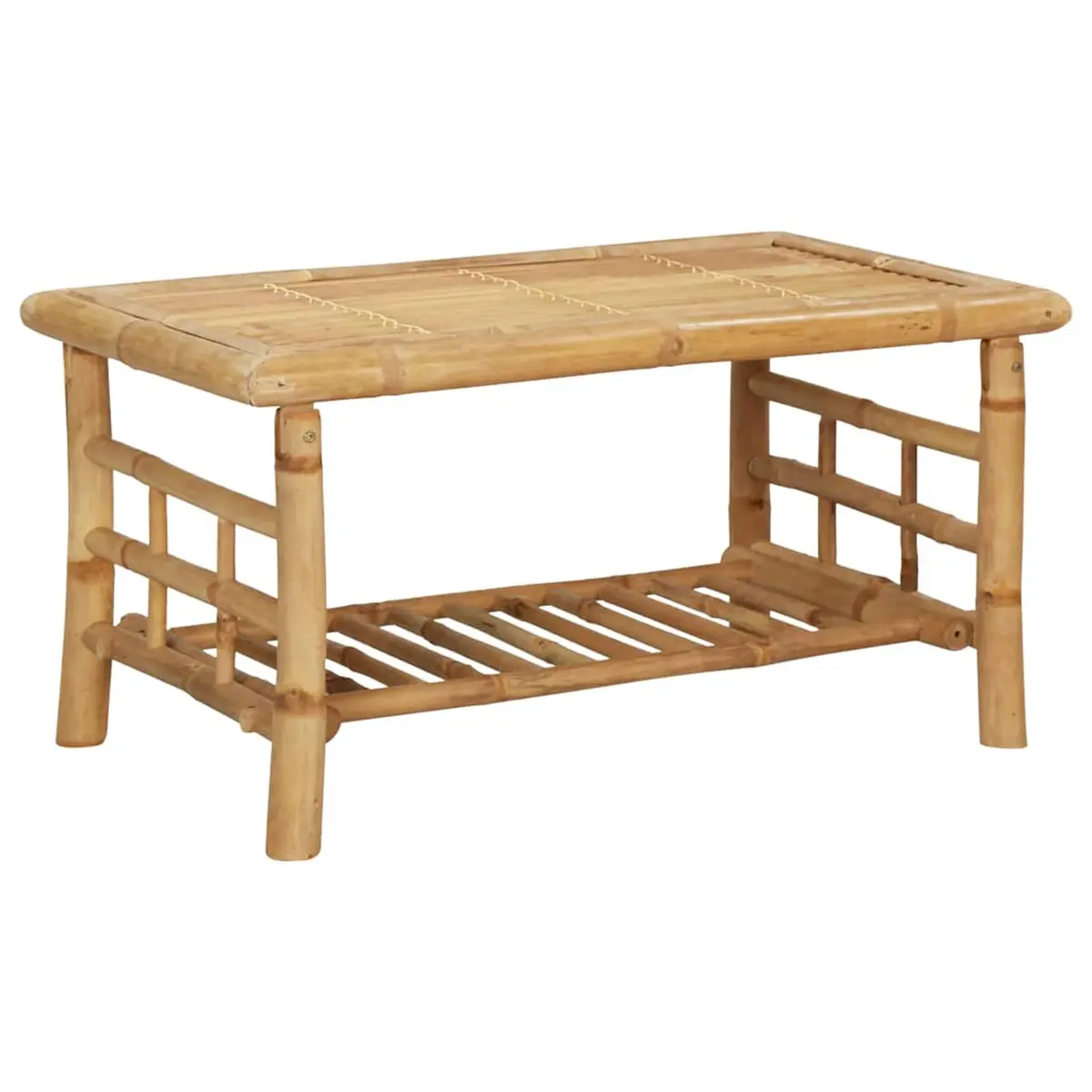 4 Piece Bamboo Garden Lounge Set Outdoor Furniture with Cushions Bench Chairs