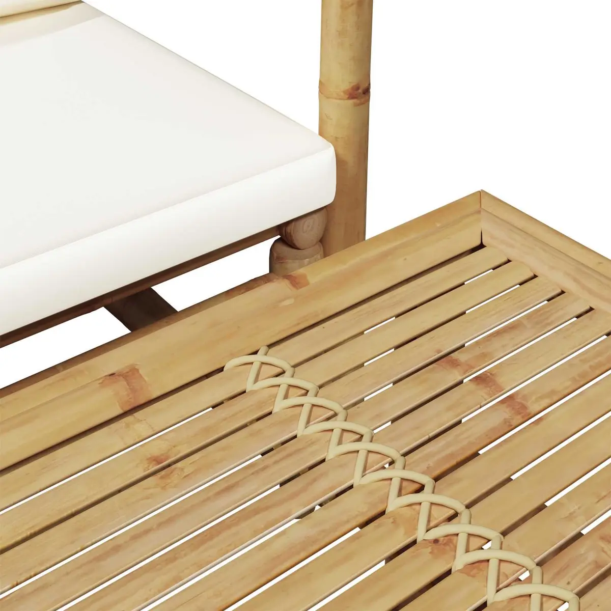 4 Piece Bamboo Garden Lounge Set Outdoor Furniture with Cushions Bench Chairs