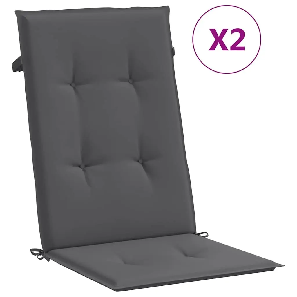 Garden Highback Chair Cushions 2 Pack Anthracite 120x50x2 cm Outdoor Patio Seat