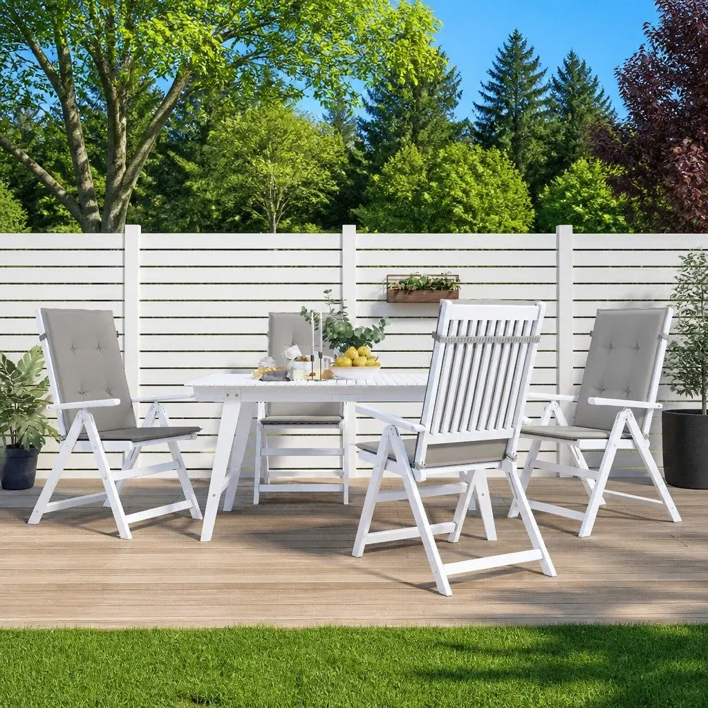 Garden Highback Chair Cushions 4 Pieces Grey 120x50x3 cm Outdoor Patio Seat Pad