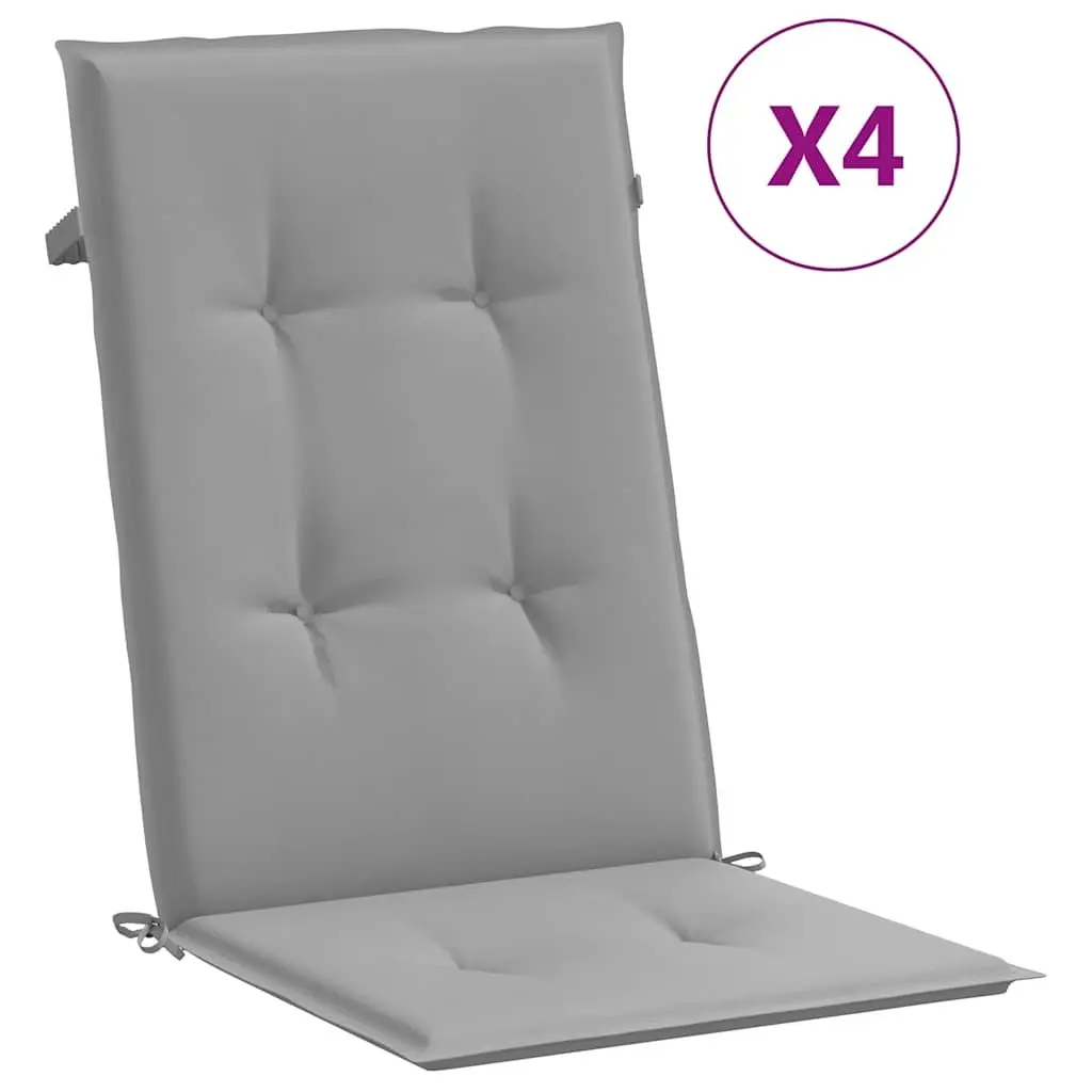 Garden Highback Chair Cushions 4 Pieces Grey 120x50x3 cm Outdoor Patio Seat Pad