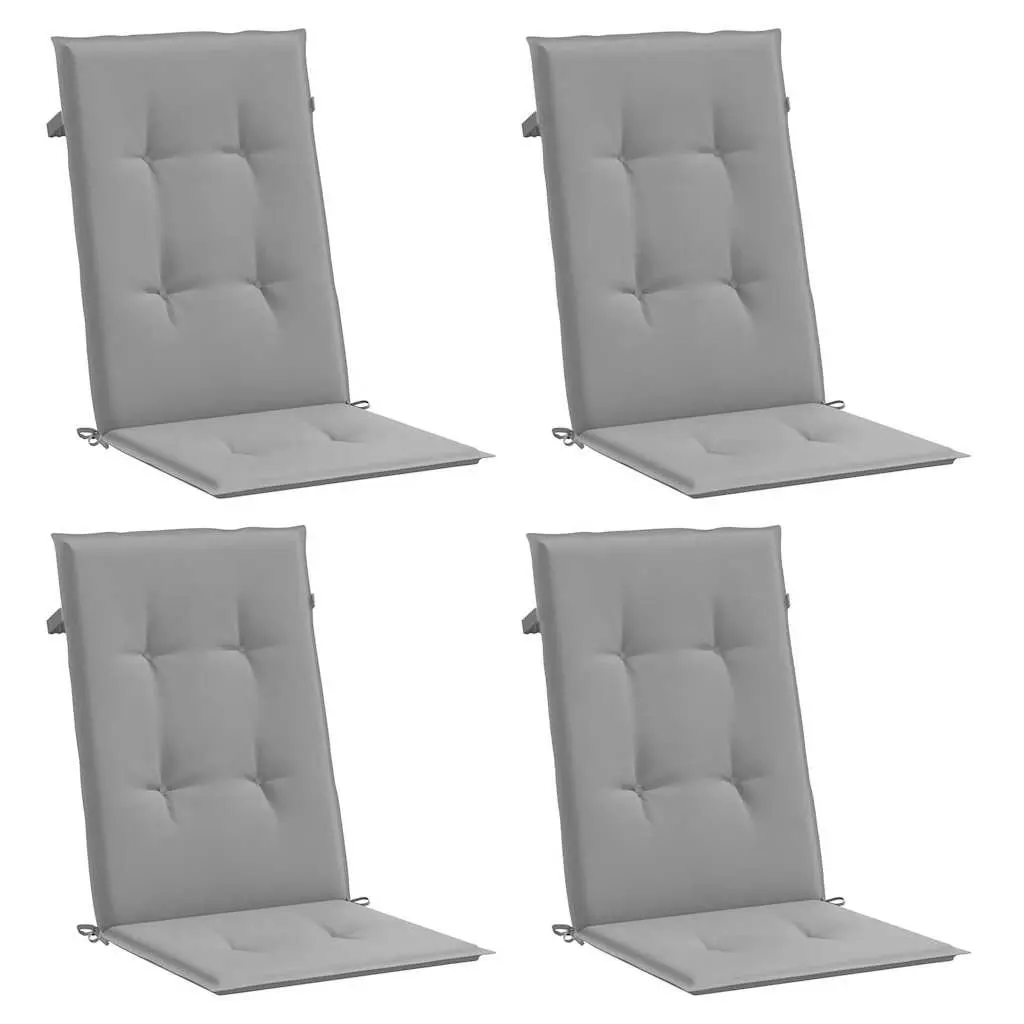 Garden Highback Chair Cushions 4 Pieces Grey 120x50x3 cm Outdoor Patio Seat Pad