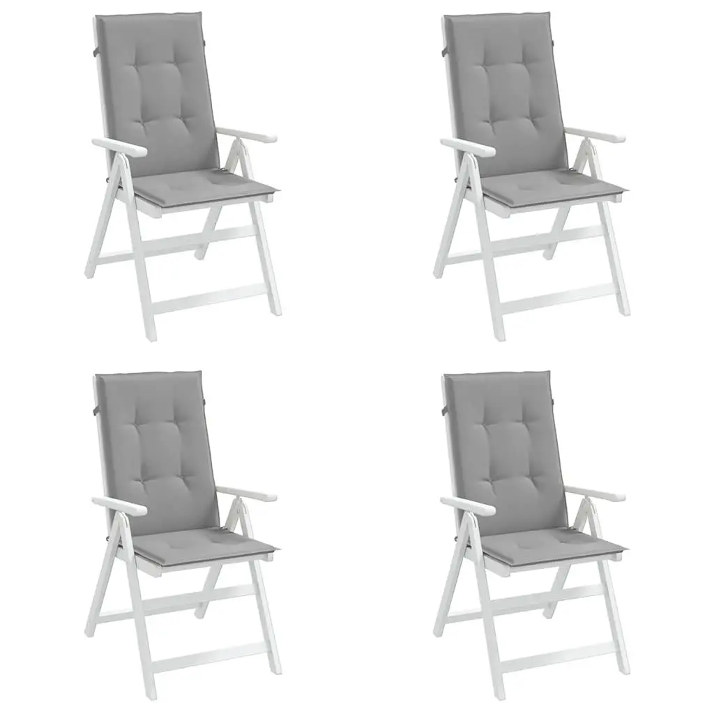 Garden Highback Chair Cushions 4 Pieces Grey 120x50x3 cm Outdoor Patio Seat Pad