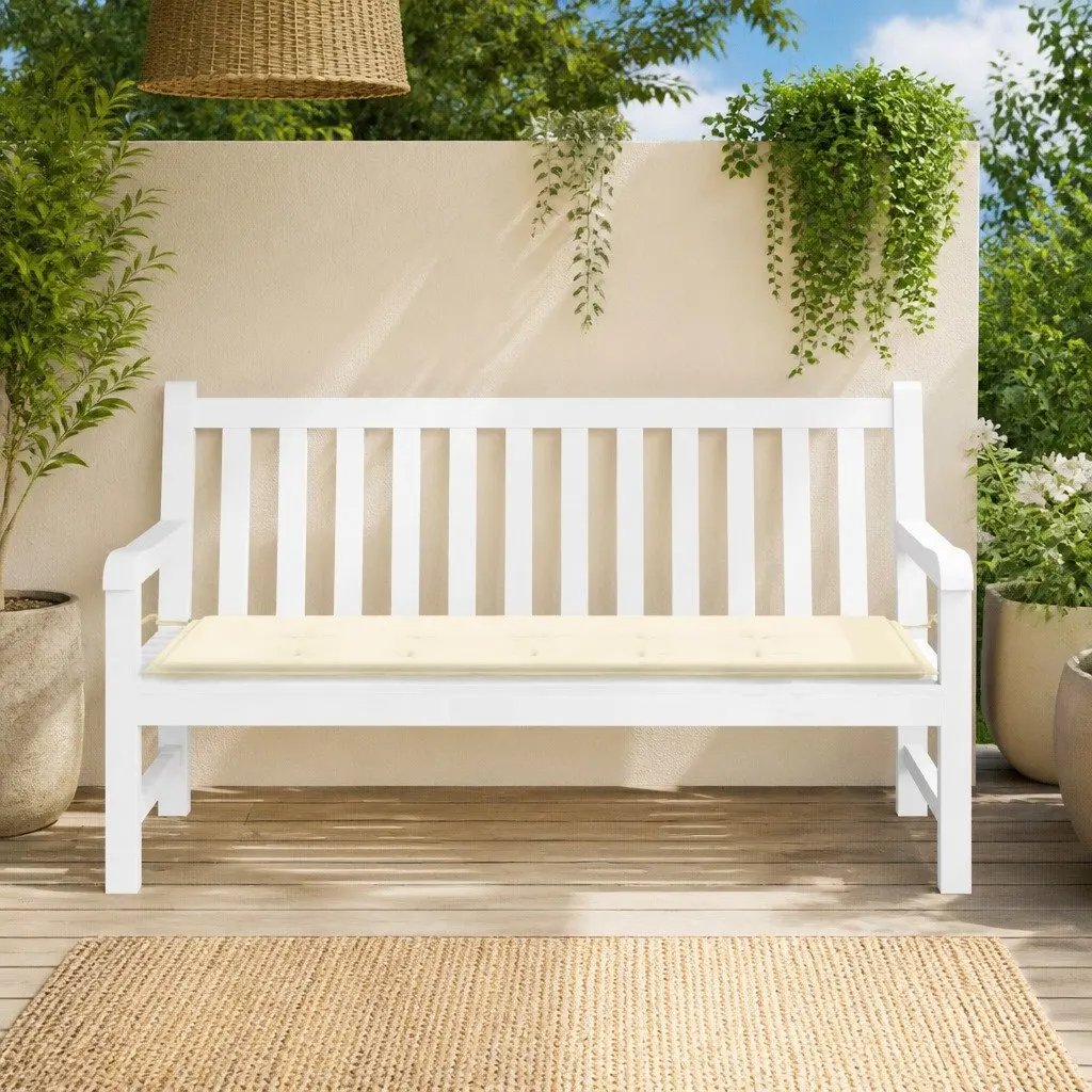 Garden Bench Cushion Water-Resistant Oxford Fabric 150 x 50 x 3 cm Cream