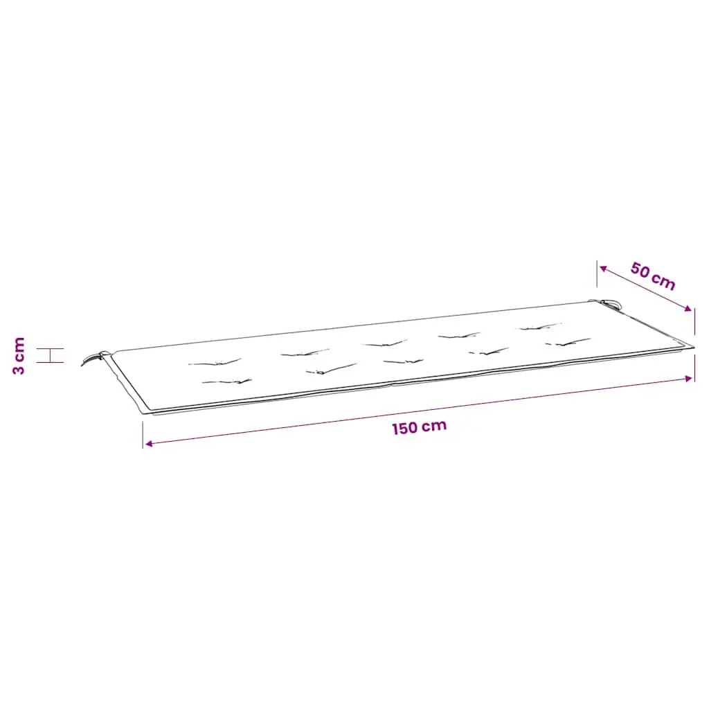 Garden Bench Cushion Water-Resistant Oxford Fabric 150 x 50 x 3 cm Cream