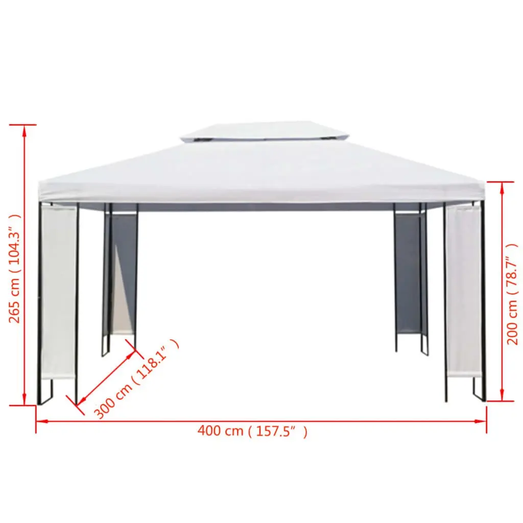 Outdoor Gazebo Steel Frame 3x4 m White Vented Canopy Garden Party Tent Shade Structure