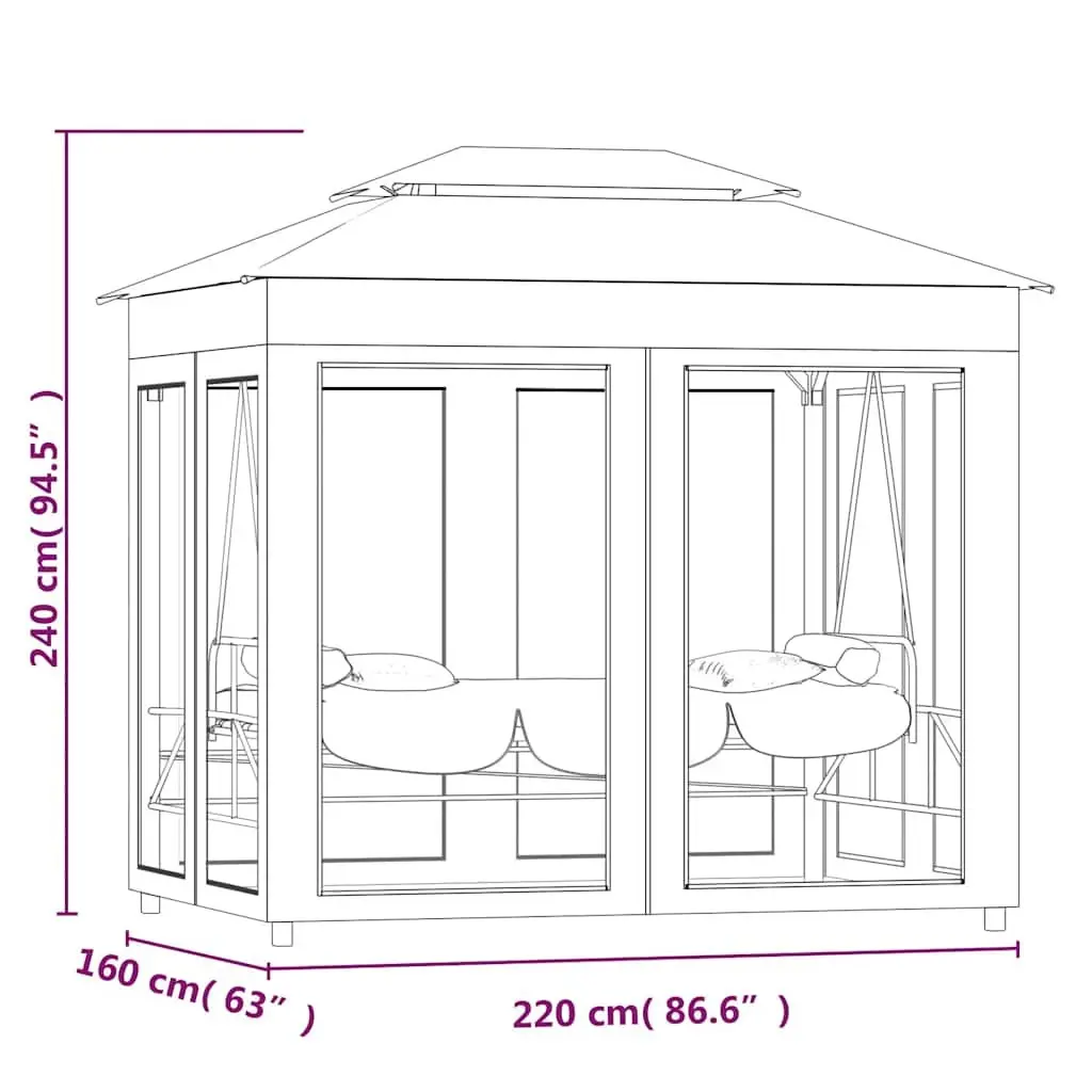 Gazebo Convertible Swing Bench Seat Two Person Porch Outdoor Canopy Cream White