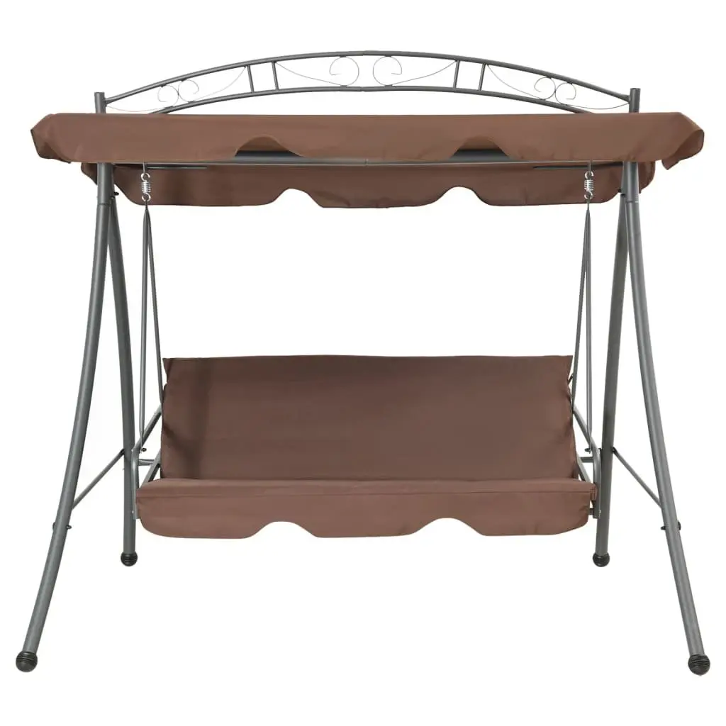 Convertible Swing Bench Powder-coated Steel Frame Brown with Canopy