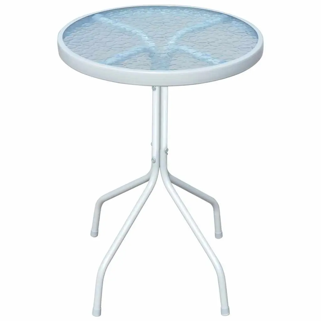 3 Piece Bistro Set Steel Frame Grey Chairs Table Outdoor Garden Furniture