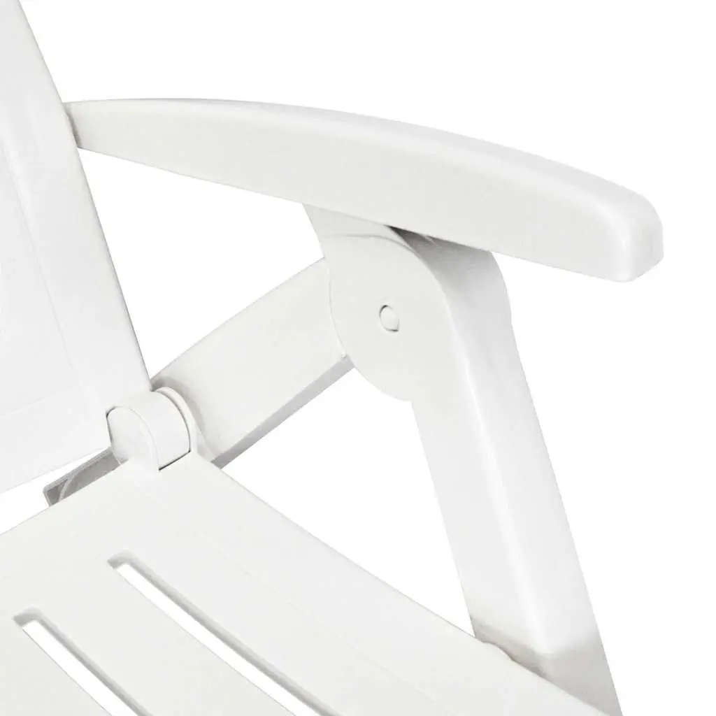 White Plastic Sun Lounger Reclining Deck Chair Outdoor Garden Patio Folding