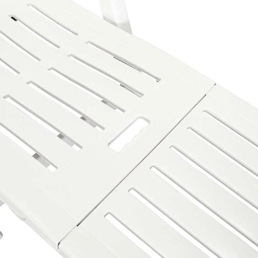 White Plastic Sun Lounger Reclining Deck Chair Outdoor Garden Patio Folding