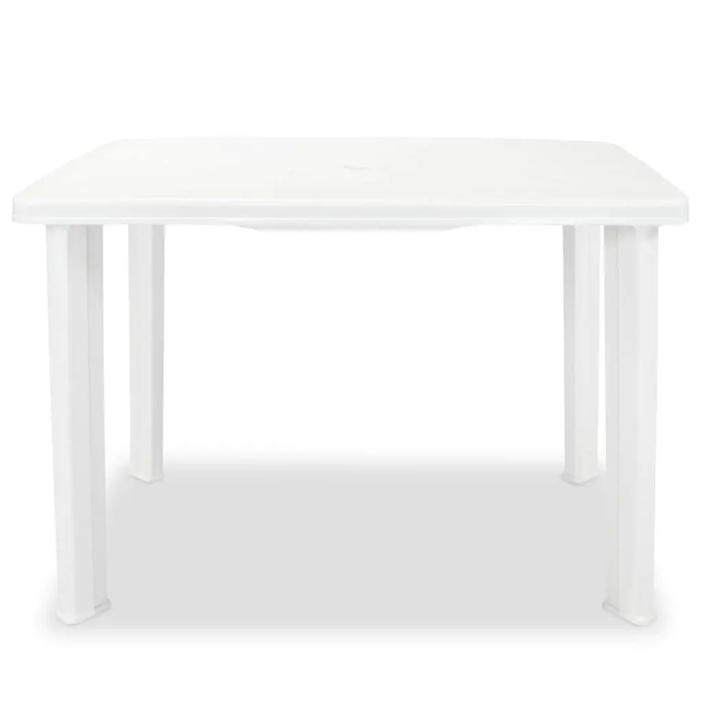 Outdoor Garden Dining Table White Plastic Weather-Resistant Patio Furniture