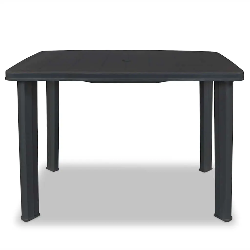 Outdoor Dining Table Synthetic Plastic 101x68x72cm Anthracite with Central Hole for Parasol