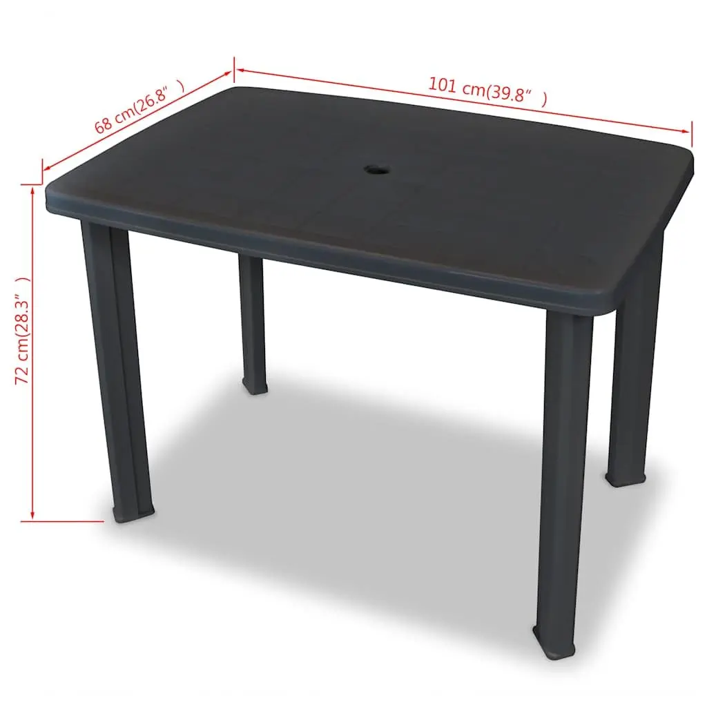 Outdoor Dining Table Synthetic Plastic 101x68x72cm Anthracite with Central Hole for Parasol
