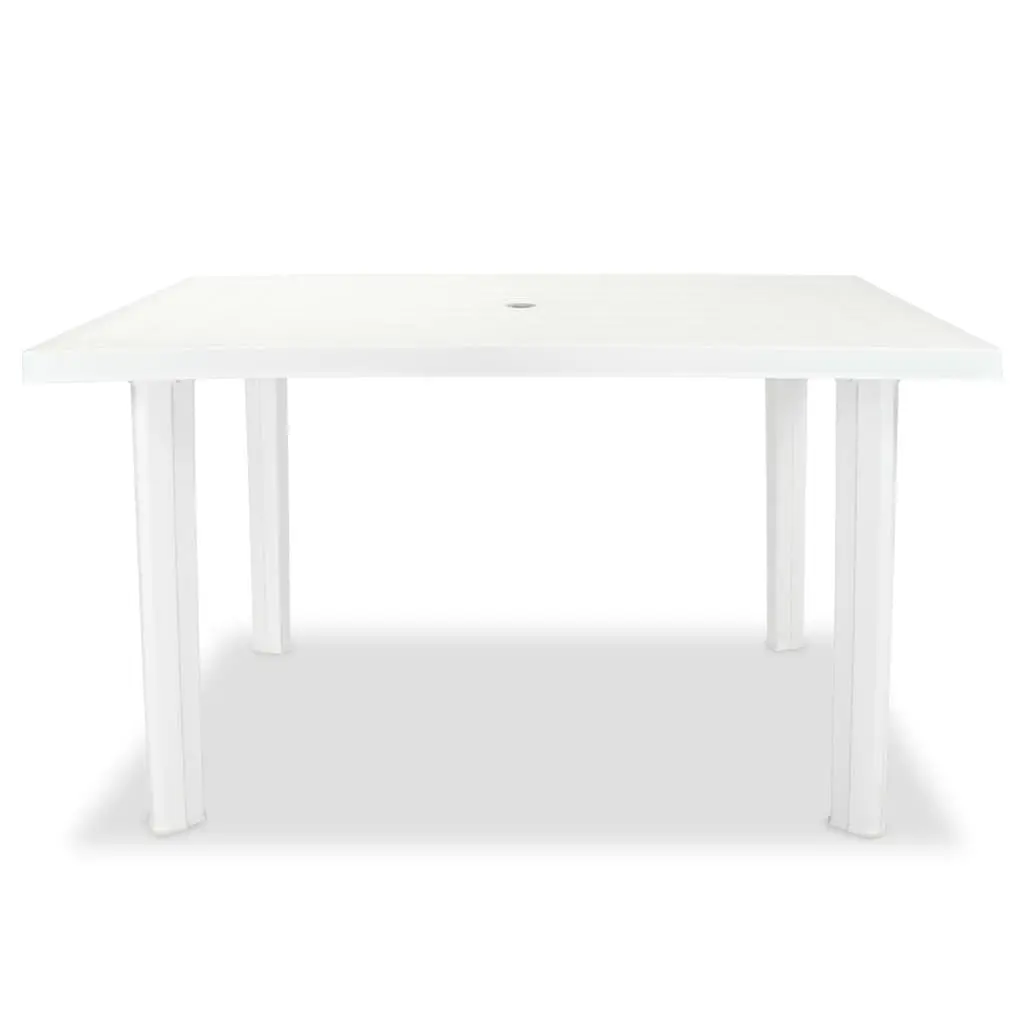 Outdoor Dining Table Plastic White 126x76x72cm Lightweight Weather-Resistant with Umbrella Hole