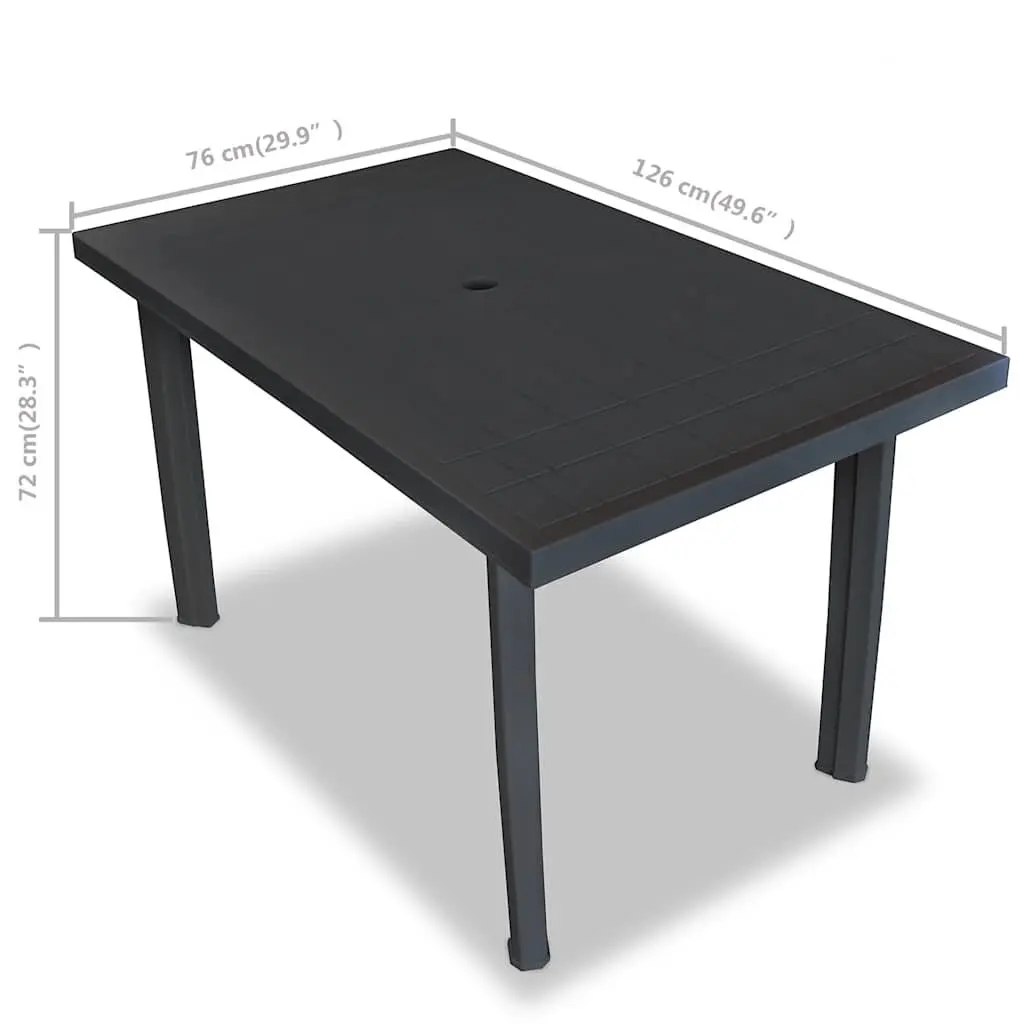 Outdoor Dining Table Plastic Anthracite 126 x 76 x 72 cm Weather Resistant Lightweight Portable