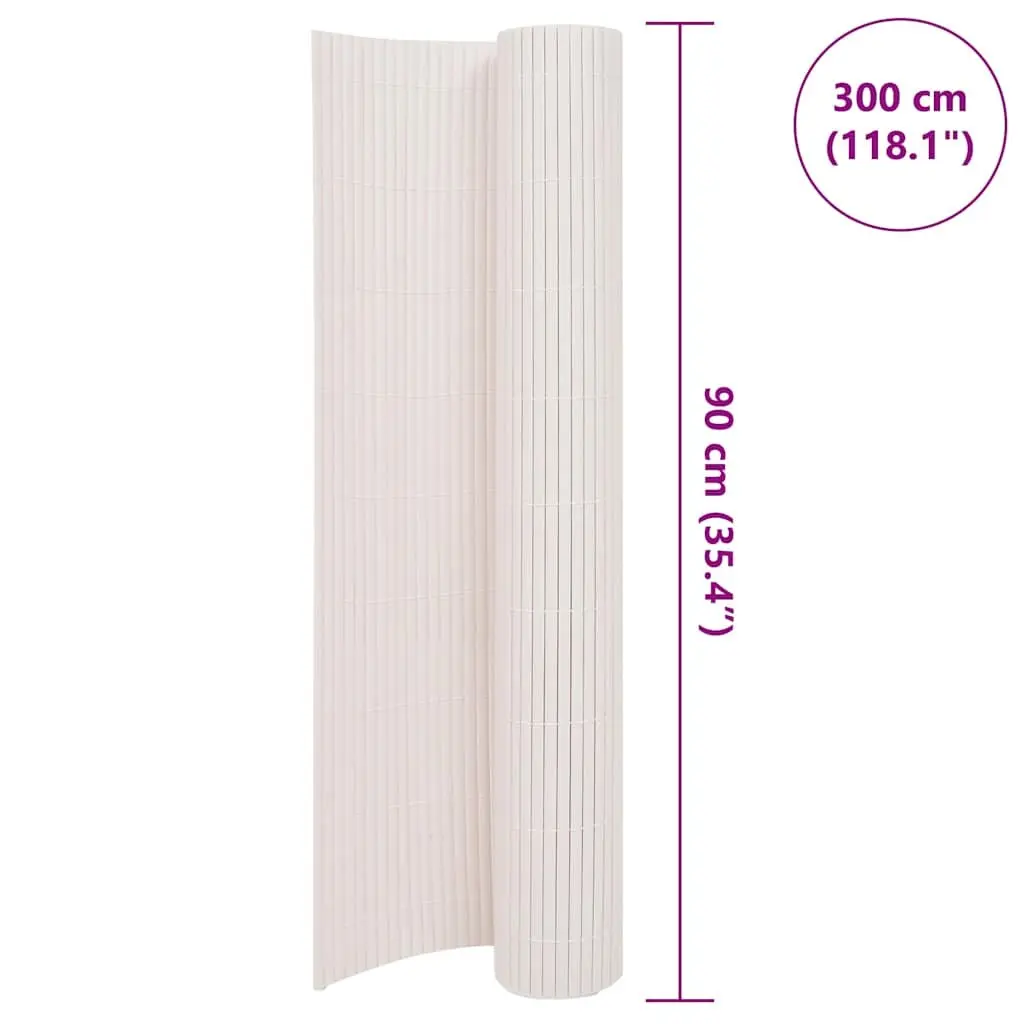 Double-Sided Garden Fence Panel PVC 90x300 cm White