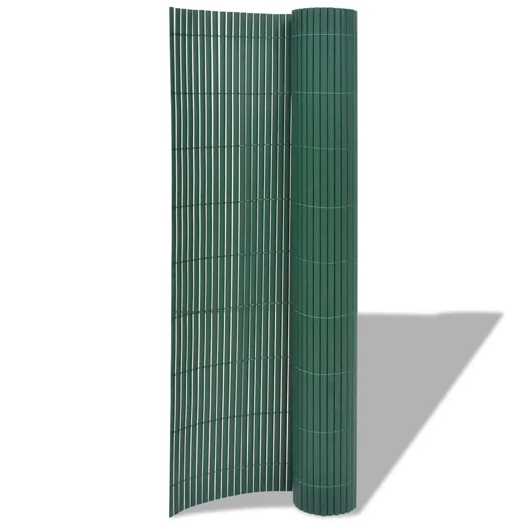Double-Sided Garden Fence Panel PVC 90 x 300 cm Green Outdoor Decorative Barrier Edging