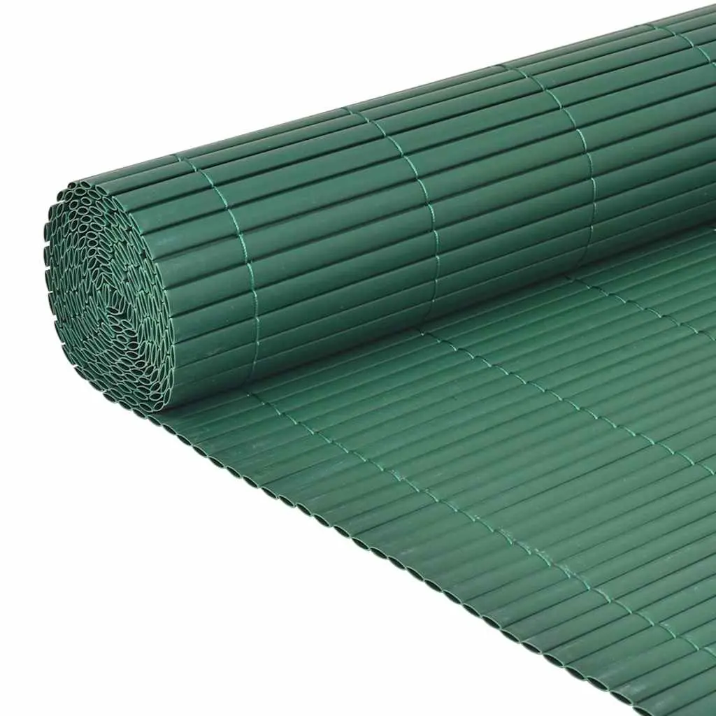 Double-Sided Garden Fence Panel PVC 90 x 300 cm Green Outdoor Decorative Barrier Edging